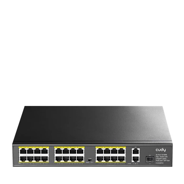 Cudy Fs1026Ps1 24 Port 10/100 Yönetilemez +2 Port Gb. 1 Sfp (1Gb) Rack Mount (24 Port Poe+) 300W Switch ürün görseli 1