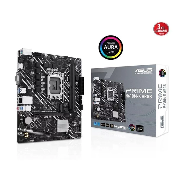 Asus Prime H610M-K Argb D5 1700P Vga Hdmi 90Mb1G90-M0Eay0 ürün görseli 1