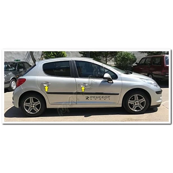 WOC Chrome Peugeot 207 Krom Kapı Kolu 2006-2012 4 Kapı Paslanmaz Çelik - Resim 3