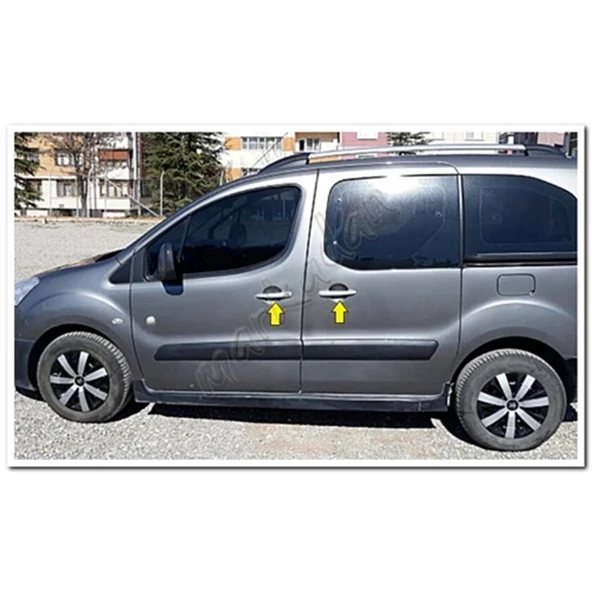 WOC Chrome Peugeot Partner Tepee Krom Kapı Kolu 2008-2018 4 Kapı Paslanmaz Çelik - Resim 4