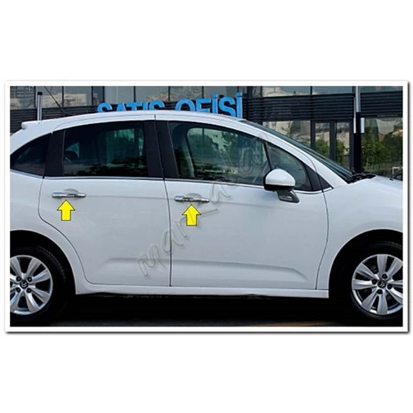 WOC Chrome Citroen C3 Krom Kapı Kolu 2009-2016 4 Kapı Paslanmaz Çelik ürün görseli 1