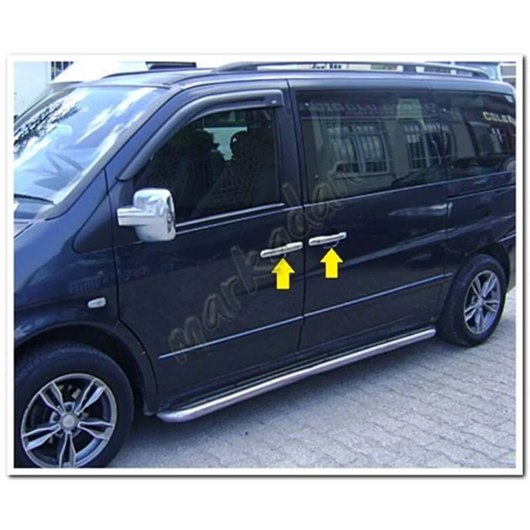 WOC Chrome Mercedes Vito Krom Kapı Kolu 1996-2003 4 Kapı Paslanmaz Çelik - Resim 3