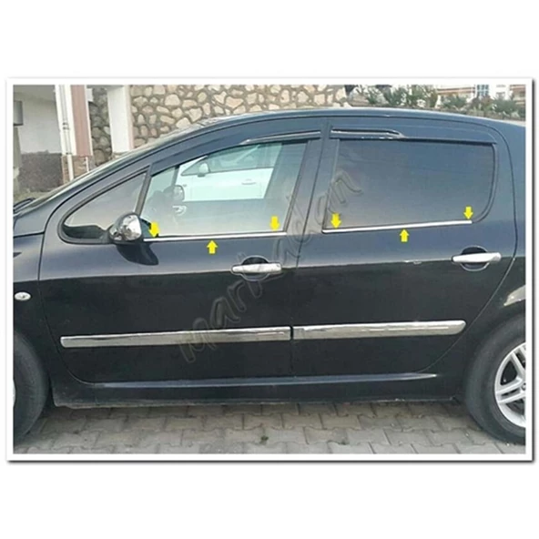 WOC Chrome Peugeot 307 Krom Cam Çıtası 2001-2008 4 Parça Paslanmaz Çelik ürün görseli 1