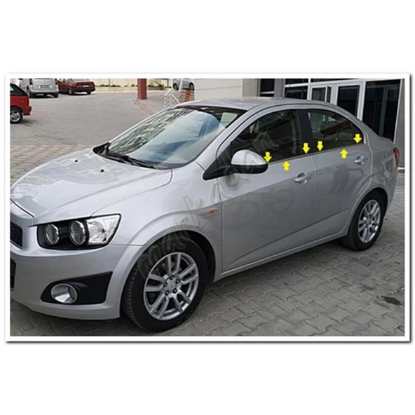 Chevrolet Aveo Sedan Krom Cam Çıtası 2012-2020 4 Parça Paslanmaz Çelik ürün görseli 1