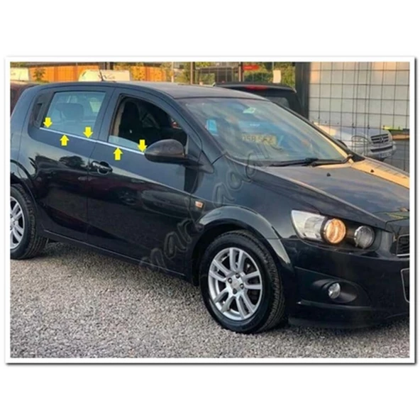 Chevrolet Aveo HB Krom Cam Çıtası 2012-2020 4 Parça Paslanmaz Çelik ürün görseli 1