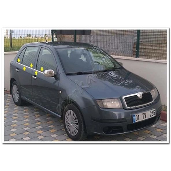 Skoda Fabia HB Krom Cam Çıtası 2000-2007 4 Parça Paslanmaz Çelik ürün görseli 1