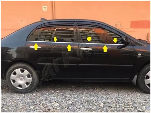 Toyota Corolla Sedan Krom Cam Çıtası 2002-2006 4 Parça Paslanmaz Çelik ürün görseli 1