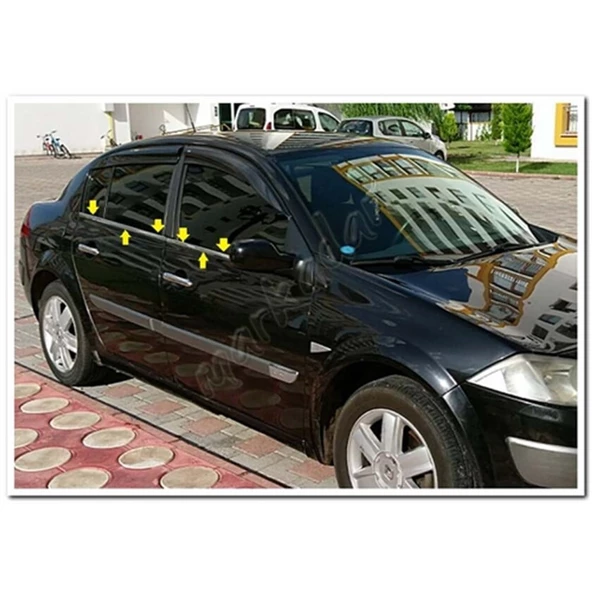 Renault Megane 2 Sedan Krom Cam Çıtası 2004-2010 4 Parça Paslanmaz Çelik ürün görseli 1