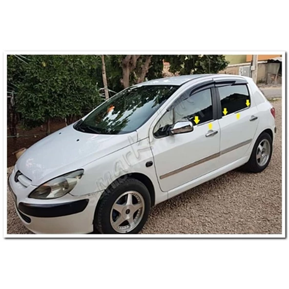 Peugeot 307 Krom Cam Çıtası 2001-2008 4 Parça Paslanmaz Çelik ürün görseli 1