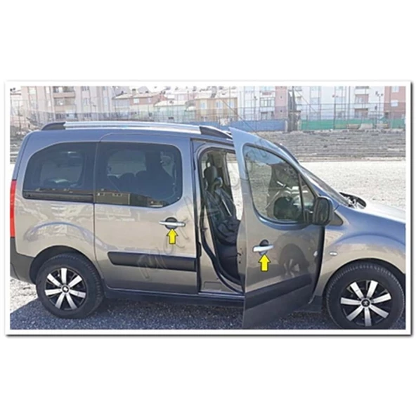 Peugeot Partner Tepee Krom Kapı Kolu 2008-2018 4 Kapı Paslanmaz Çelik - Resim 4