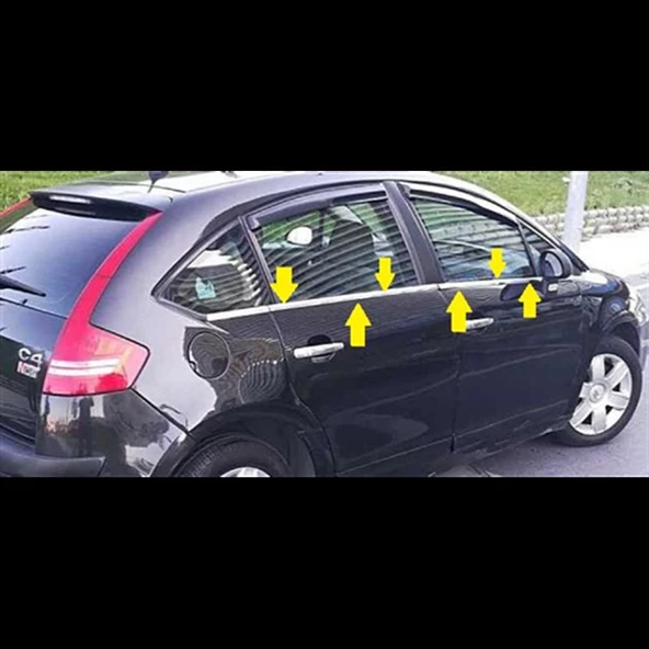 DB Chrome Citroen C4 HB Cam Çıtası Nikelajı 2004-2010 8 Parça P.Çelik ürün görseli 1