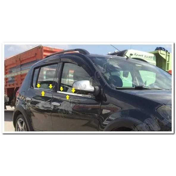 DB Chrome Dacia Sandero Cam Çıtası Nikelajı 2006-2012 4 Parça P.Çelik ürün görseli 1
