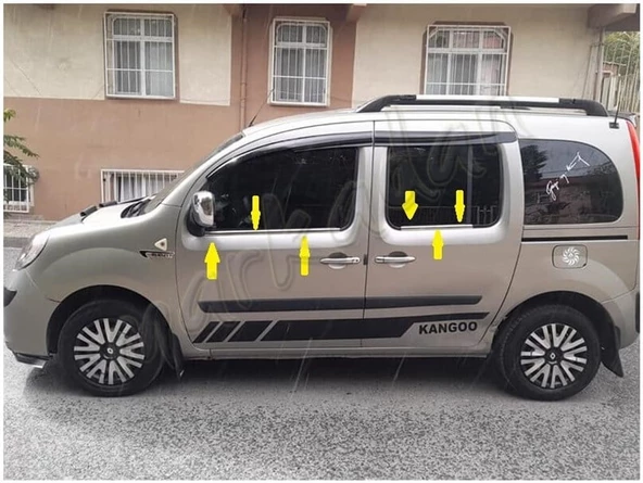 DB Chrome Renault Kangoo Cam Çıtası Nikelajı 2008-2020 4 Parça P.Çelik ürün görseli 1