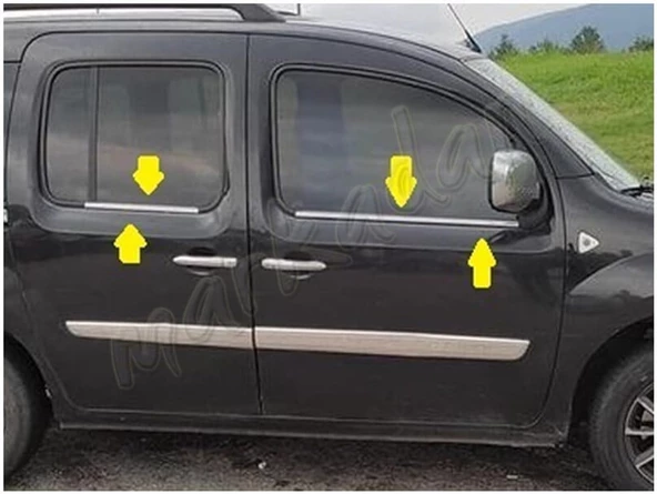 Markadan Renault Kangoo Krom Cam Çıtası 2008-2020 4 Parça Paslanmaz Çelik ürün görseli 1