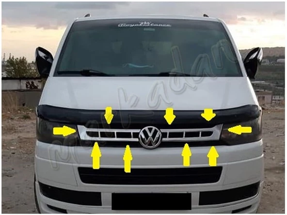 DB Chrome VW T5 Transporter Ön Panjur Nikelajı 2010-2014 2 Parça P.Çelik ürün görseli 1