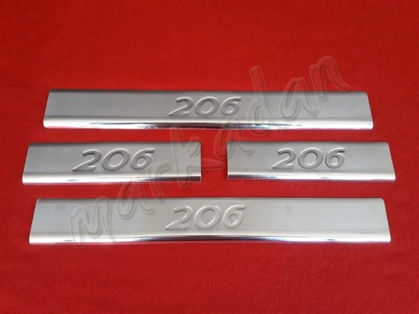 Markadan Peugeot 206 Krom Kapı Eşiği 1998-2012 4 Parça Paslanmaz Çelik ürün görseli 1