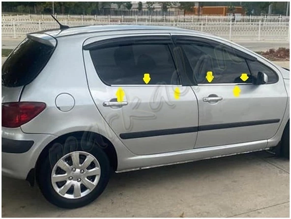 Markadan Peugeot 307 Krom Cam Çıtası 2001-2008 4 Parça Paslanmaz Çelik ürün görseli 1