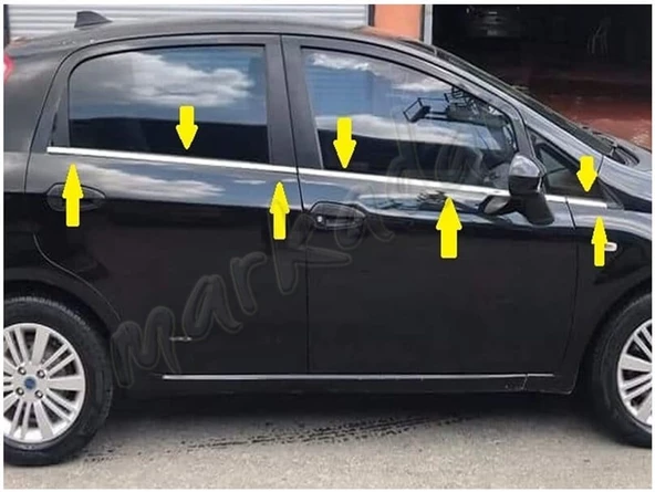 Markadan Fiat Grande Punto Krom Cam Çıtası 2006-2017 6 Parça Paslanmaz Çelik ürün görseli 1