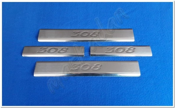 Peugeot 308 Krom Kapı Eşiği Baskı 2007-2013 4 Parça Paslanmaz Çelik ürün görseli 1