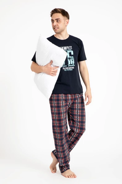 Erkek Baskılı Pijama Takımı Kısa Kollu 2170-k ürün görseli 1