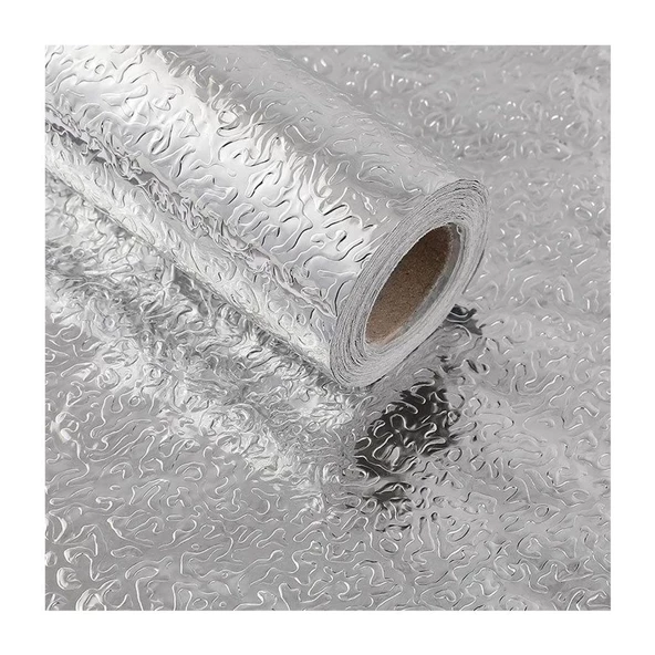 Duvar Kağıdı Rulo Gümüş Alüminyum Folyo Kendinden Yapışkanlı Raf İçi, Su Geçirmez Folyo 2m x 60cm ürün görseli 1