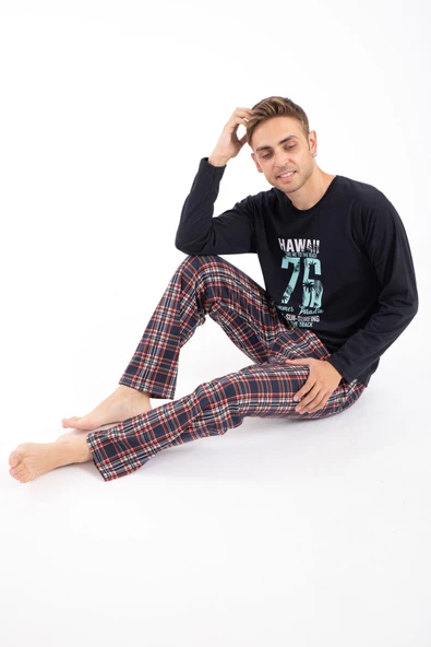 Erkek Baskılı Pijama Takımı Uzun Kollu 2170 ürün görseli 1