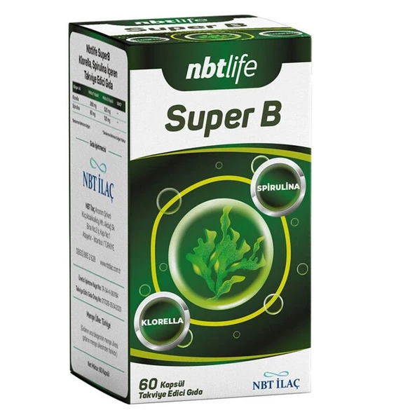 Nbt Life Superb Kolrella, Spirulina İçeren Takviye Edici Gıda 60 Kapsül ürün görseli 1