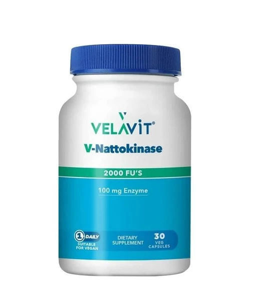 Velavit V-Nattokinase Fermente Soya Faslyesi Ekstresinden Gelen Nattokinaz İçeren Takviye Edici Gıda 30 Kapsül ürün görseli 1