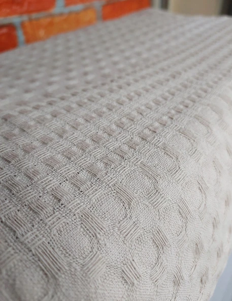 Şaheser %100 Pamuk Çift Kişilik Pike 240x220 (Tek Pike)-Sütlü Kahve ürün görseli 1