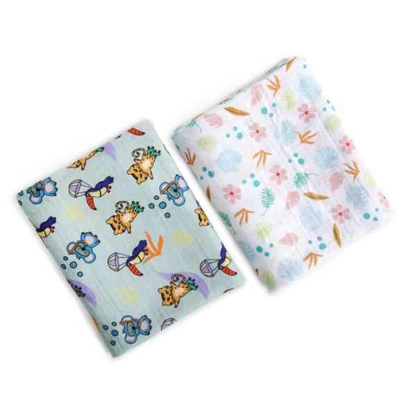 Milk&Moo Müslin Örtü 2'Li Set Jungle Friends ürün görseli 1