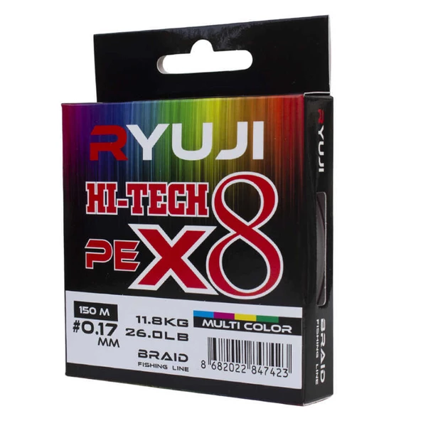 Ryuji Hi-Tech X8 150m 0.13mm Multi Color İp Misina  Standart 0.15 ürün görseli 1