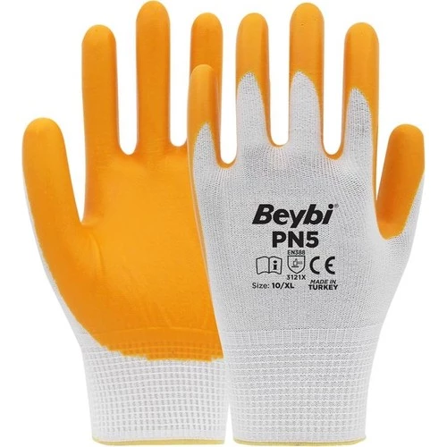 Beybi Pn-5 Sarı Nitril Kaplı Koruyucu 10" 1 Çift Iş Eldiveni ürün görseli 1