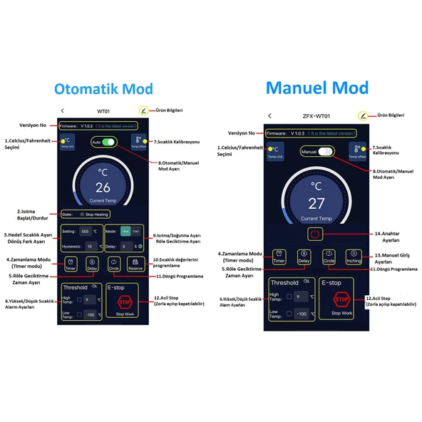 Yate10 Smart Wifi 220V 30A Termostat/ Timer - Resim 3