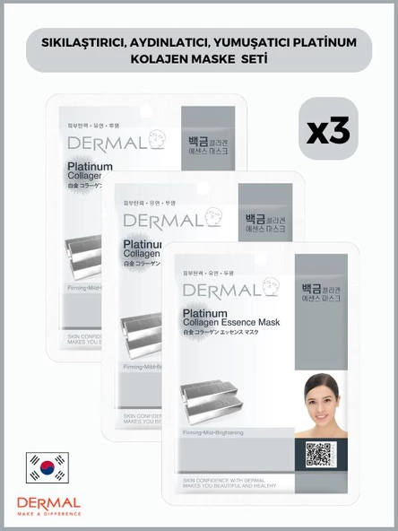 Dermal Sıkılaştırıcı, Aydınlatıcı, Yumuşatıcı Platinum Kollajen Maske 23 Gr 3 Adet ürün görseli 1