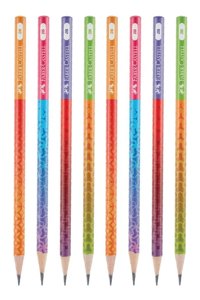 Yuvarlak Kurşun Kalem Smoothıe 8 Adet 1 Paket Faber Kurşun Kalem 2B Siyah Kurşun Kalem Smoothıe Desenli 2B Kalem ürün görseli 1