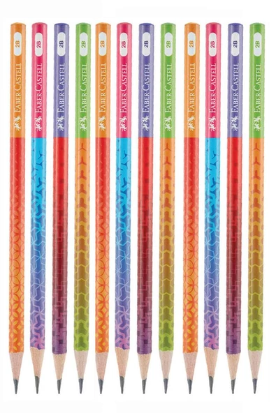 Yuvarlak Kurşun Kalem Smoothıe 12 Adet 1 Paket Faber Kurşun Kalem 2B Siyah Kurşun Kalem Smoothıe Desenli 2B Kalem ürün görseli 1