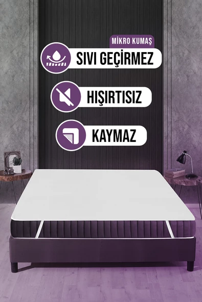 Mikro Dört Köşe Lastikli Sıvı Geçirmez Yatak Alezi 180 x 200 cm ürün görseli 1