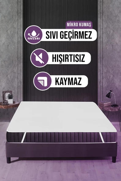 Mikro Dört Köşe Lastikli Sıvı Geçirmez Yatak Alezi 150x200cm ürün görseli 1