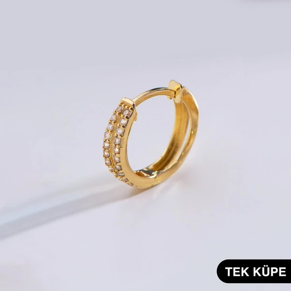 14 Ayar Taşlı Tek Halka Altın Küpe 0,91 gr ürün görseli 1