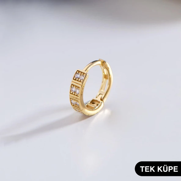 14 Ayar Altın Tek Minik Taşlı Halka Küpe 0,60 gr ürün görseli 1