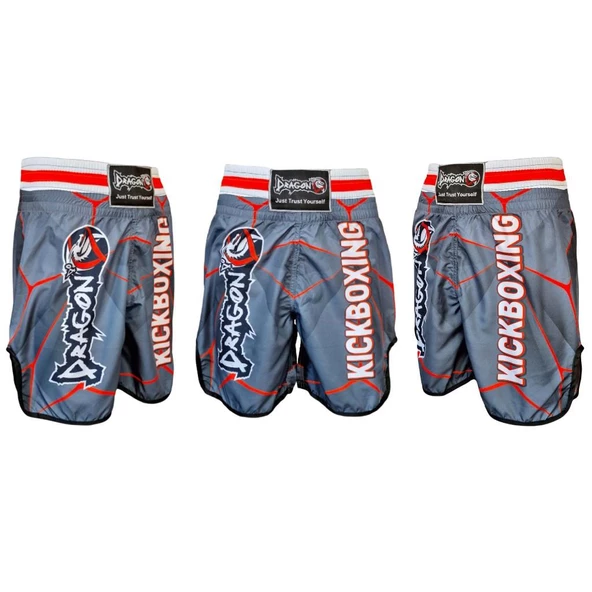 DragonDo KB243 Kick Boks Şortu Kick Boxing Antrenman Şortu Gri Desenli Şort ürün görseli 1