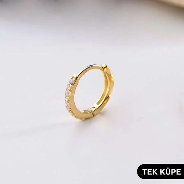 14 Ayar Taşlı Tek Halka Altın Küpe 0,52 gr ürün görseli 1