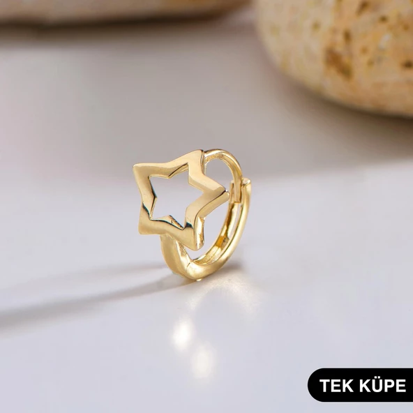 14 Ayar Tek Yıldız Halka Altın Küpe 0,65 gr ürün görseli 1