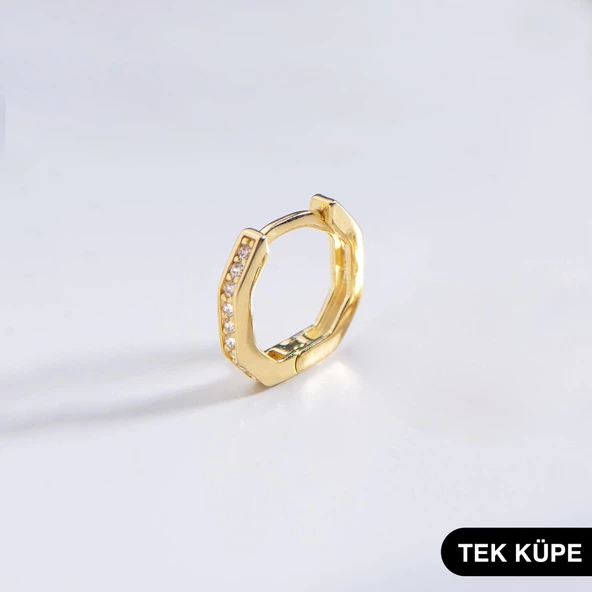 14 Ayar Altıgen Tek Halka Altın Küpe 0,54 gr ürün görseli 1