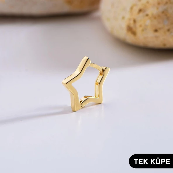 14 Ayar Yıldız Tek Halka Altın Küpe 0,67 gr ürün görseli 1