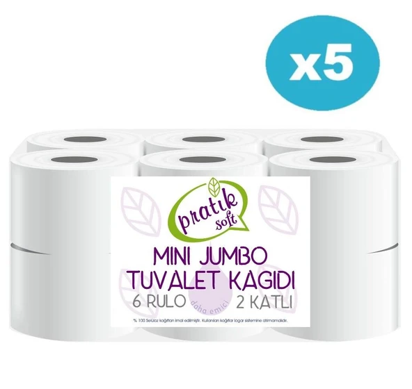 Pratiksoft 5 Koli Mini Jumbo Tuvalet Kağıdı 60 Rulo 42129 ürün görseli 1