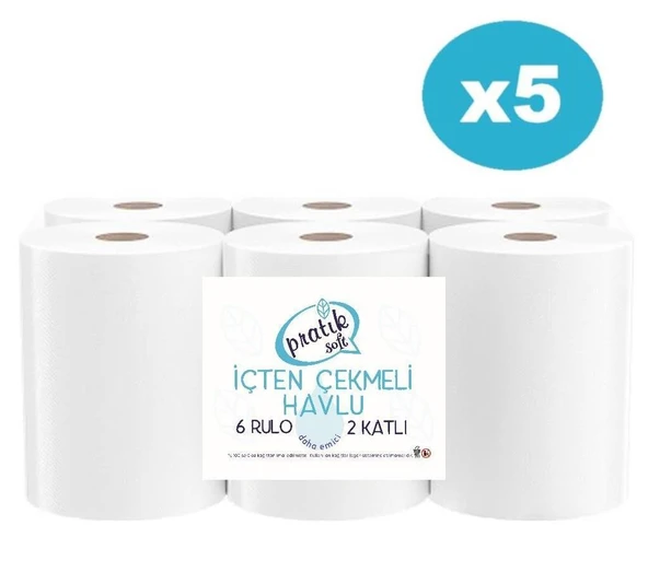 Pratiksoft 5 Koli İçten Çekmeli Kağıt Havlu 30 Rulo 69867 ürün görseli 1