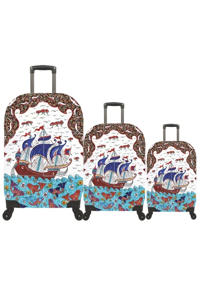 My 57 Çini Gemi VALİZ KILIFI / BAVUL KORUYUCU ÖRTÜSÜ Büyük, Orta, Kabin Boy Set ürün görseli 1