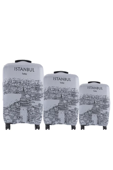 (My#80 Galata Karakalem) VALİZLER İÇİN KILIF SETİ (KABİN ORTA VE BÜYÜK) ürün görseli 1