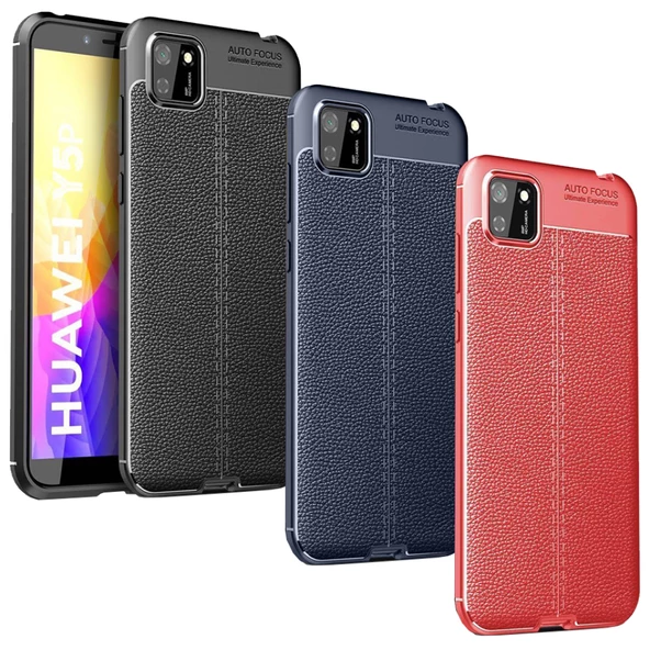 Huawei Y5p Kılıf Focus Deri Desen Silikon Arka Kapak ürün görseli 1